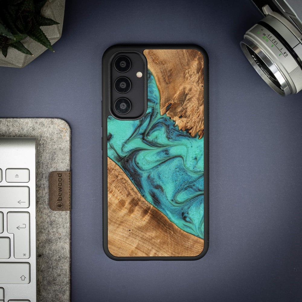 Holzhülle für Galaxy A54 5G, Bewood Unique Turquoise