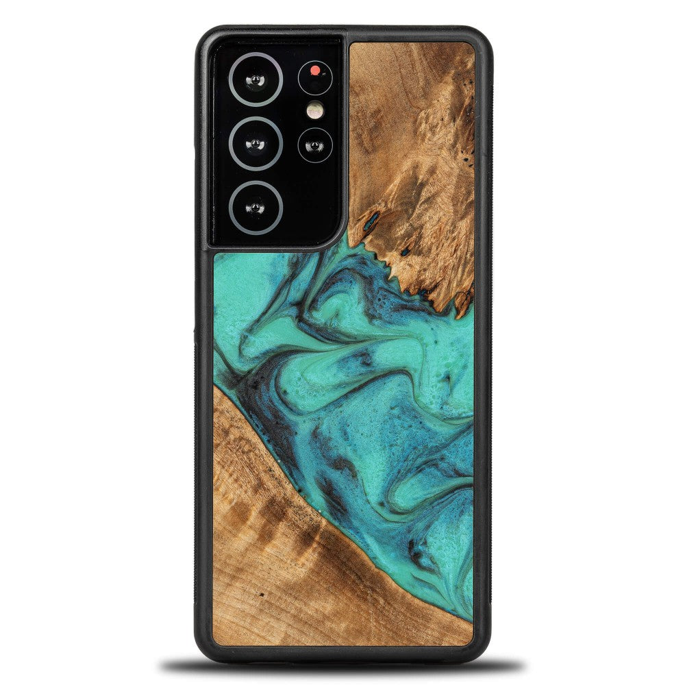 Holzhülle für Galaxy S21 Ultra, Bewood Unique Turquoise