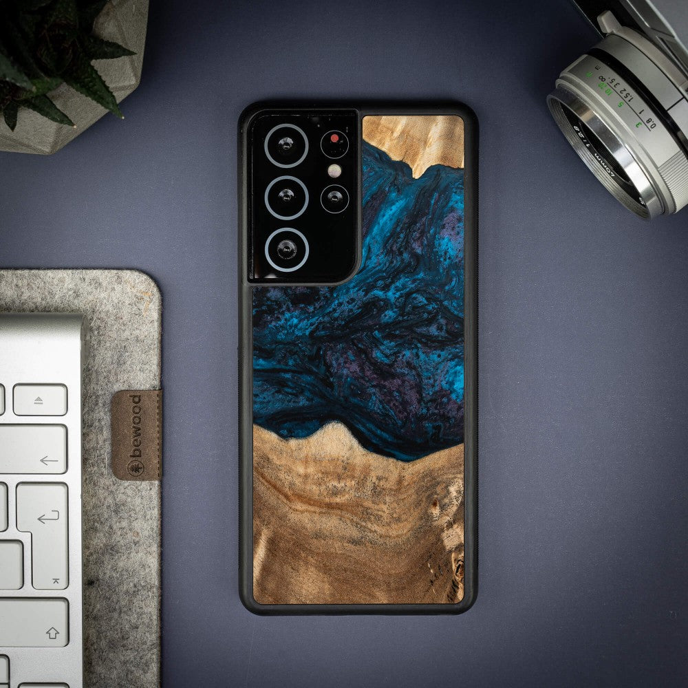 Holzhülle für Galaxy S21 Ultra, Bewood Unique Planets Neptun