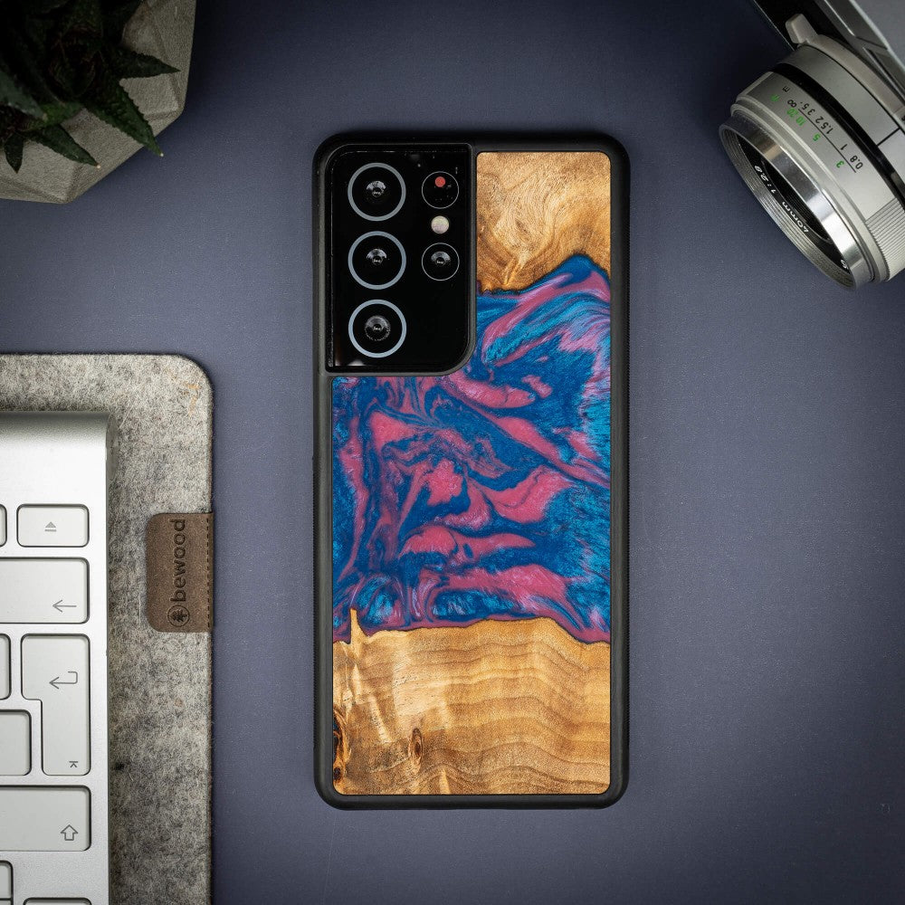 Holzhülle für Galaxy S21 Ultra, Bewood Unique Neons Vegas