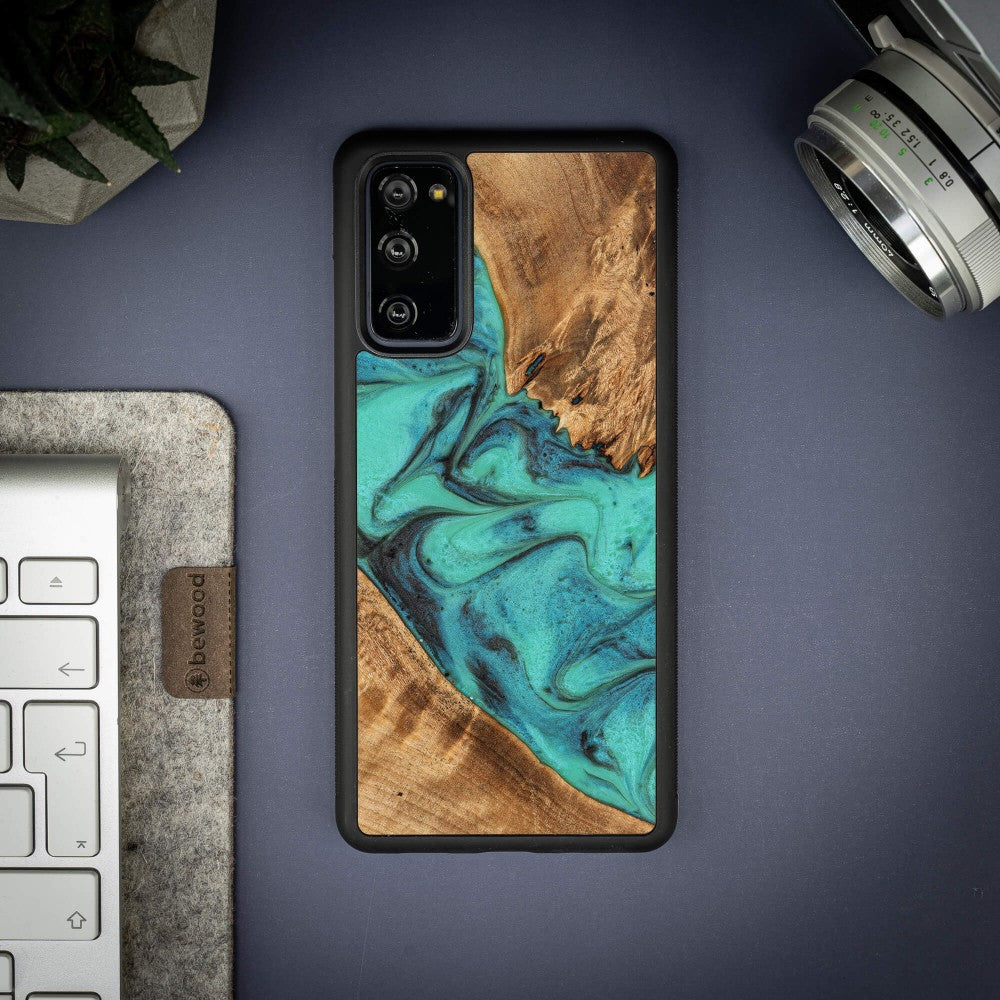 Holzhülle für Galaxy S20 FE, Bewood Unique Turquoise