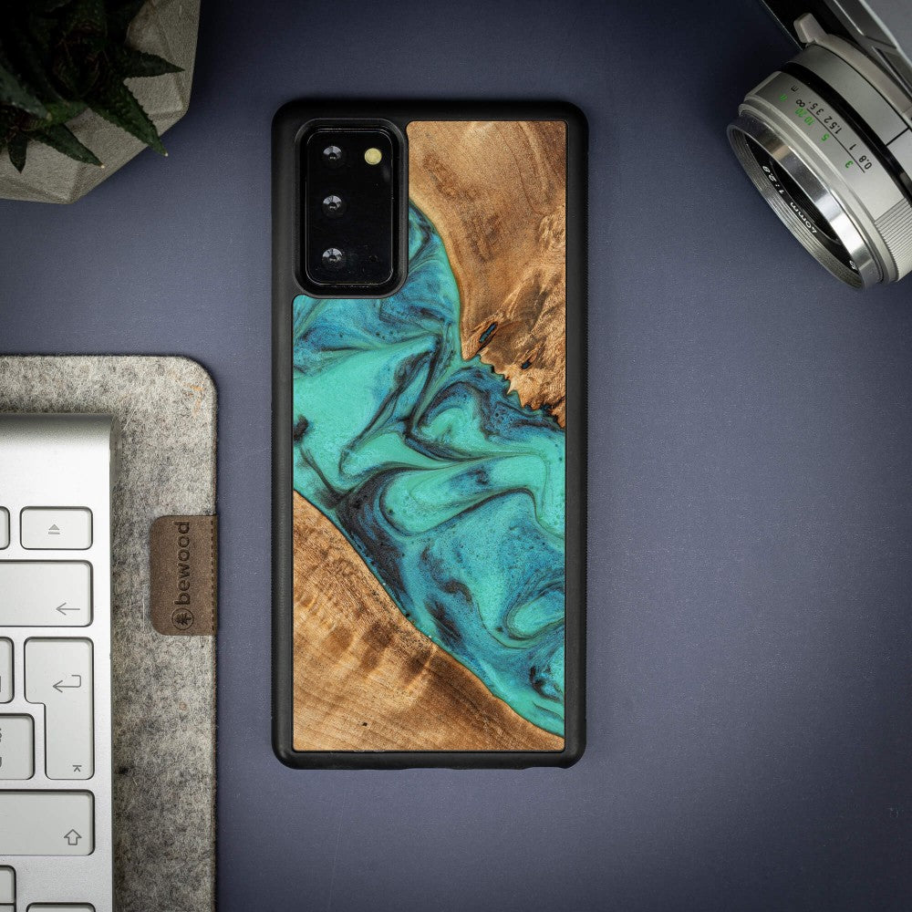 Holzhülle für Galaxy Note 20, Bewood Unique Turquoise