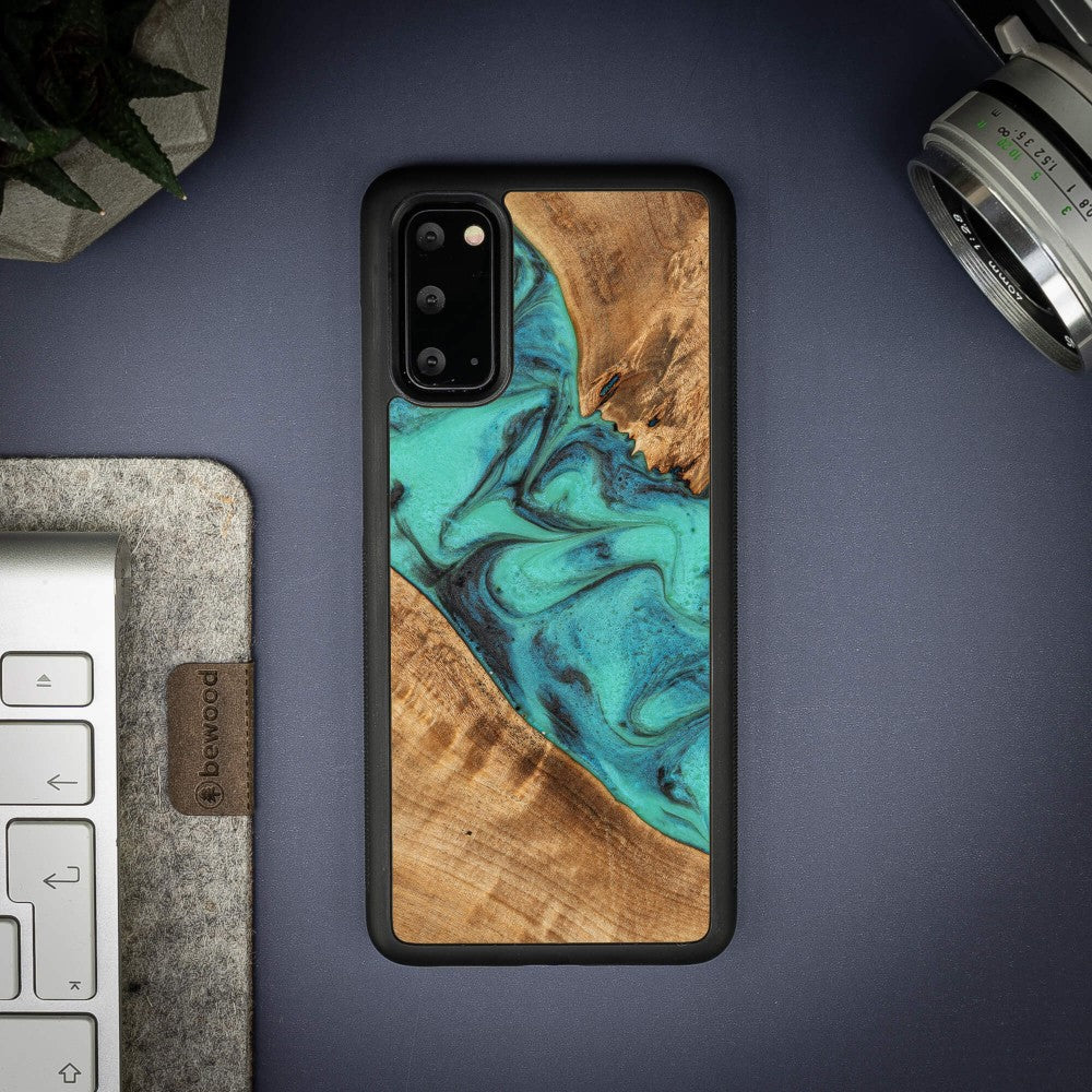 Holzhülle für Galaxy S20, Bewood Unique Turquoise