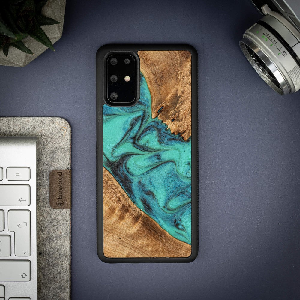 Holzhülle für Galaxy S20 Plus, Bewood Unique Turquoise