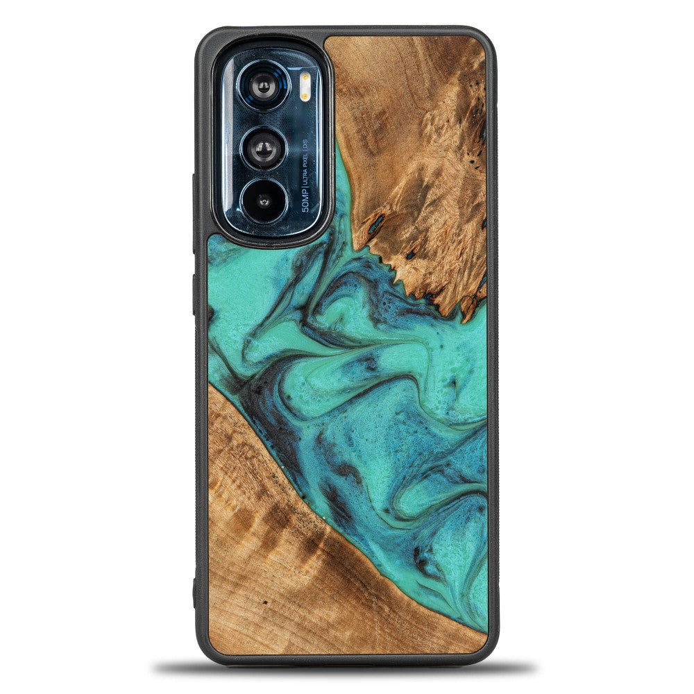 Holzhülle für Motorola Edge 30, Bewood Unique Turquoise
