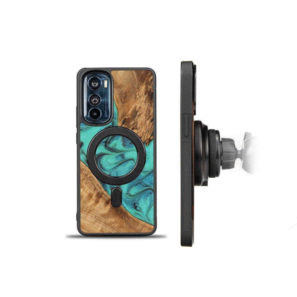 Holzhülle für Motorola Edge 30, Bewood Unique Turquoise