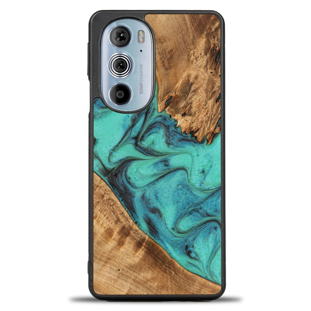 Holzhülle für Motorola Edge 30 Pro, Bewood Unique Turquoise