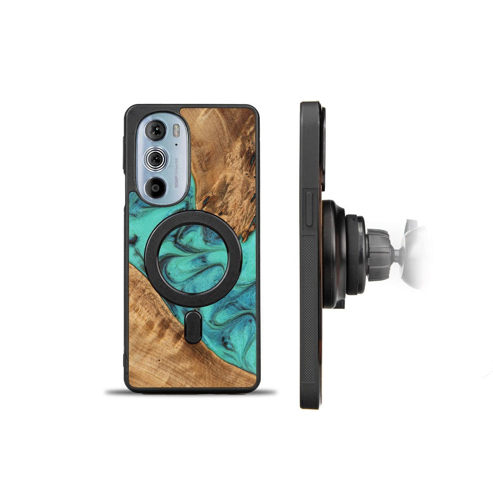 Holzhülle für Motorola Edge 30 Pro, Bewood Unique Turquoise
