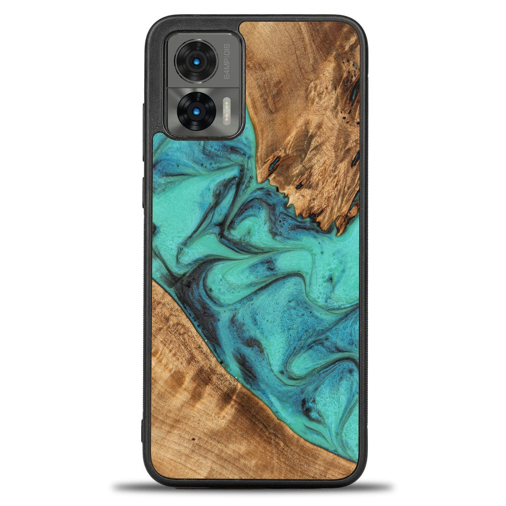 Holzhülle für Motorola Edge 30 Neo, Bewood Unique Turquoise