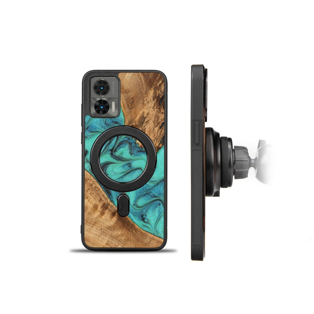 Holzhülle für Motorola Edge 30 Neo, Bewood Unique Turquoise