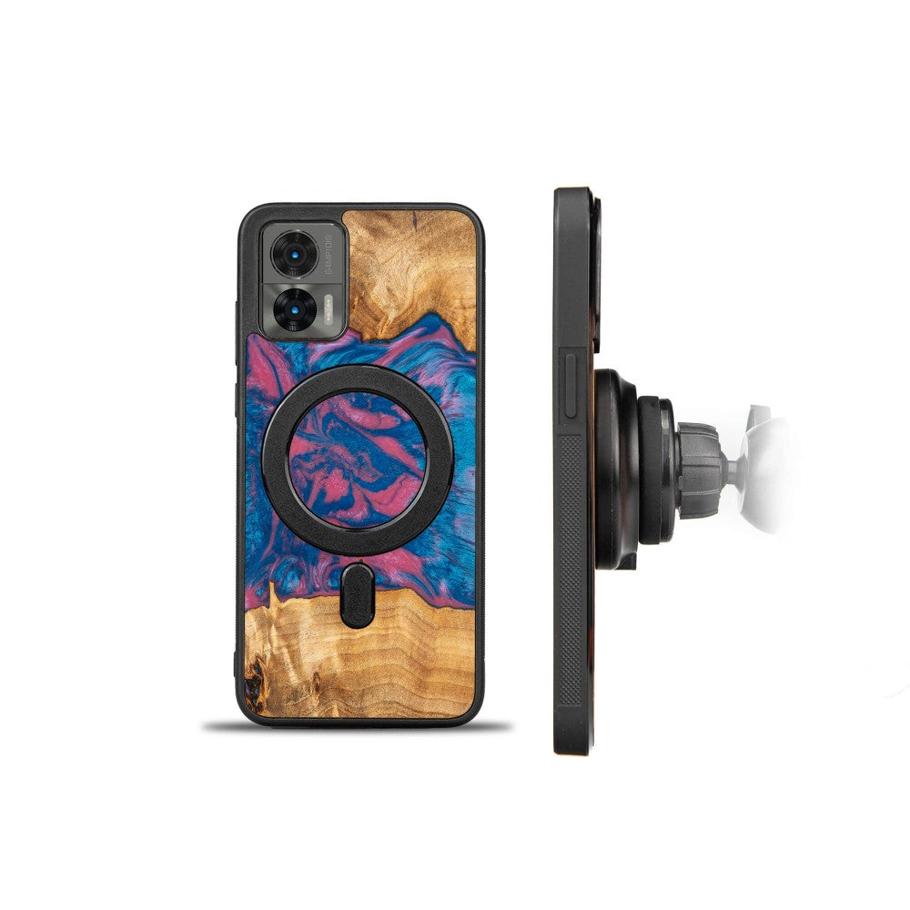 Holzhülle für Motorola Edge 30 Neo, Bewood Unique Neons Vegas