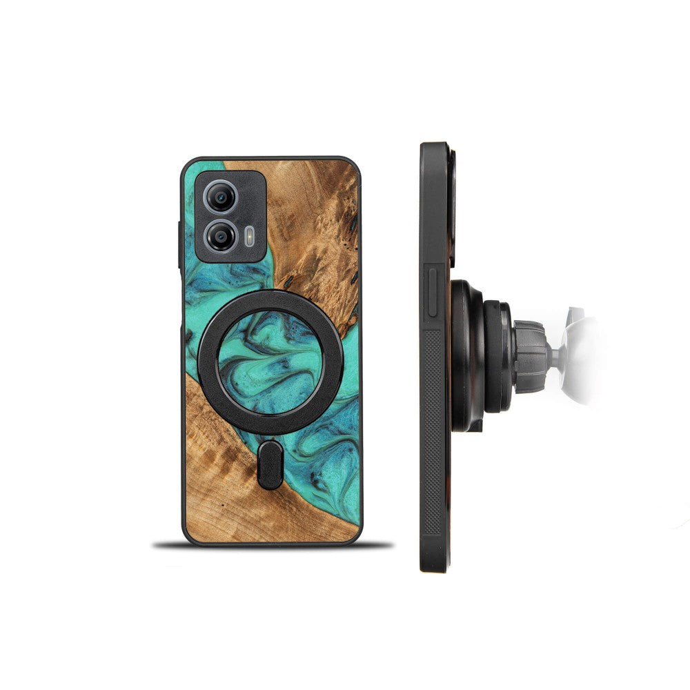Holzhülle für Motorola Moto G53 5G, Bewood Unique Turquoise