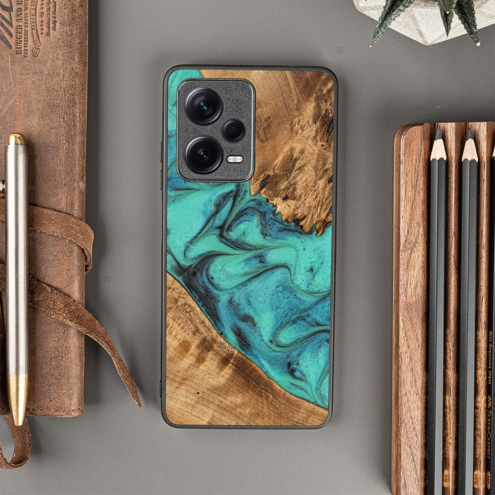Holzhülle für Xiaomi Redmi Note 12 Pro 5G, Bewood Unique Turquoise