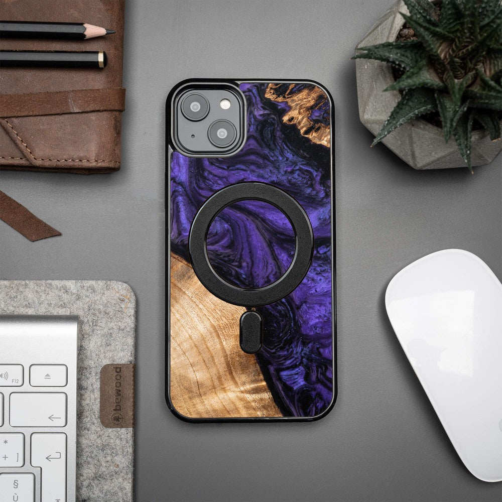 Holzhülle für iPhone 15 Plus, Bewood Unique Violet für MagSafe