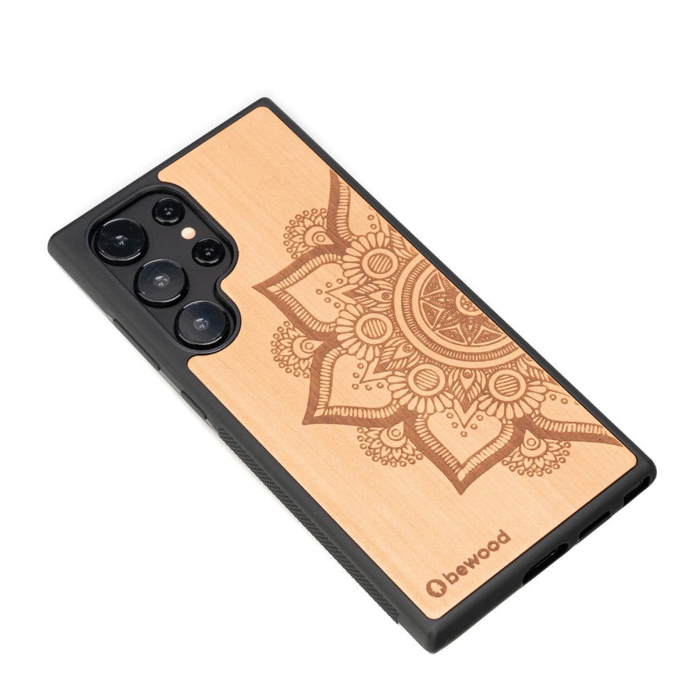 Holzhülle für Galaxy S24 Ultra, Bewood Apfelbaum Mandala