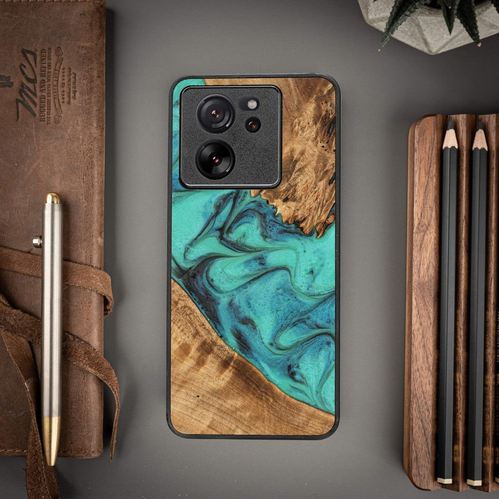 Holzhülle für Xiaomi 13T Pro / 13T, Bewood Unique Turquoise