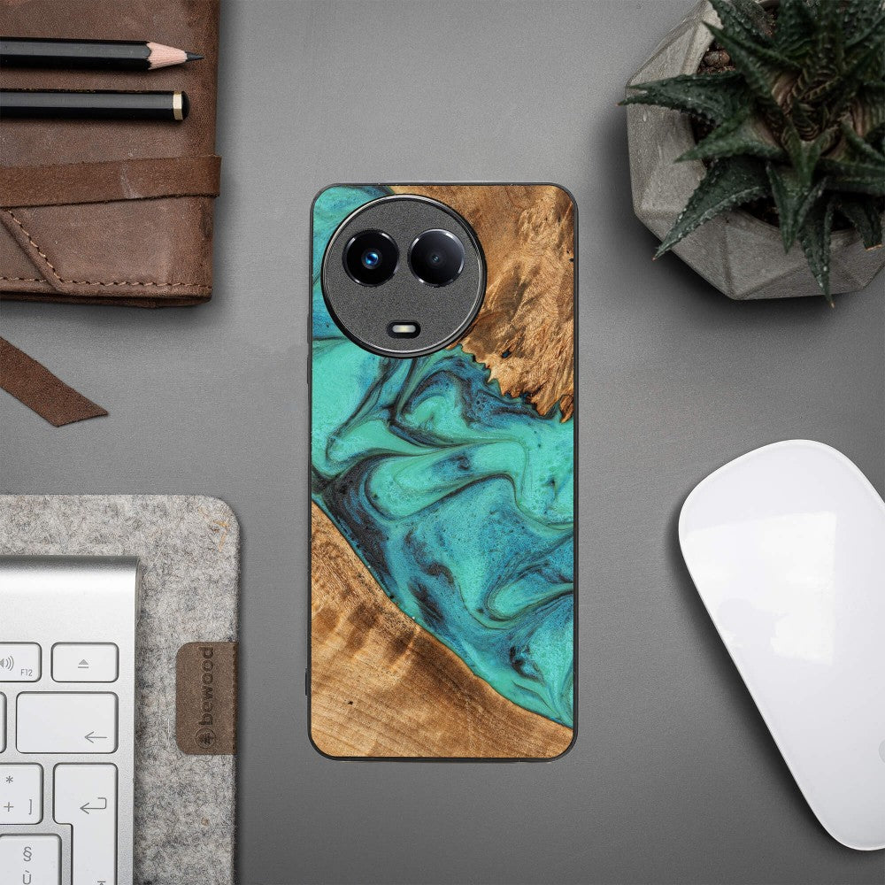 Holzhülle für Realme 11 5G, Bewood Unique Turquoise