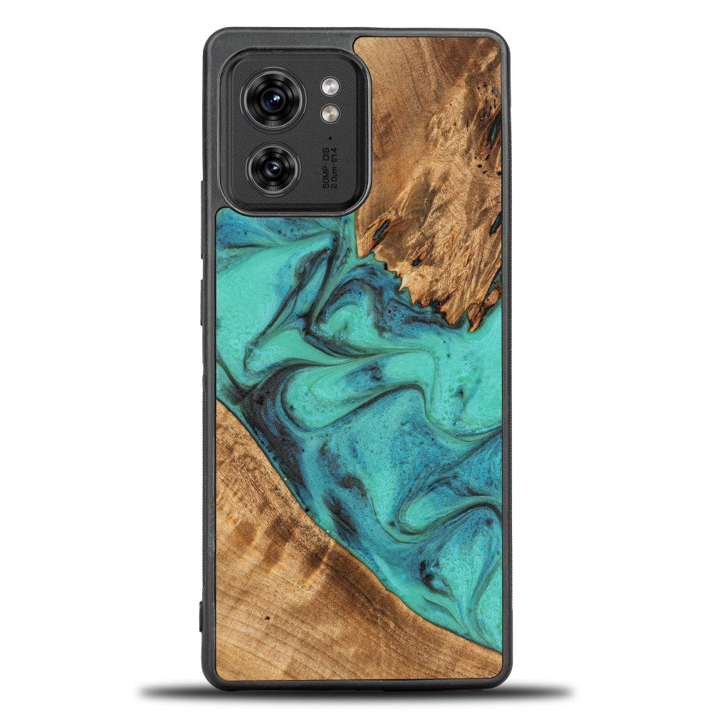 Holzhülle für Motorola Edge 40, Bewood Unique Turquoise