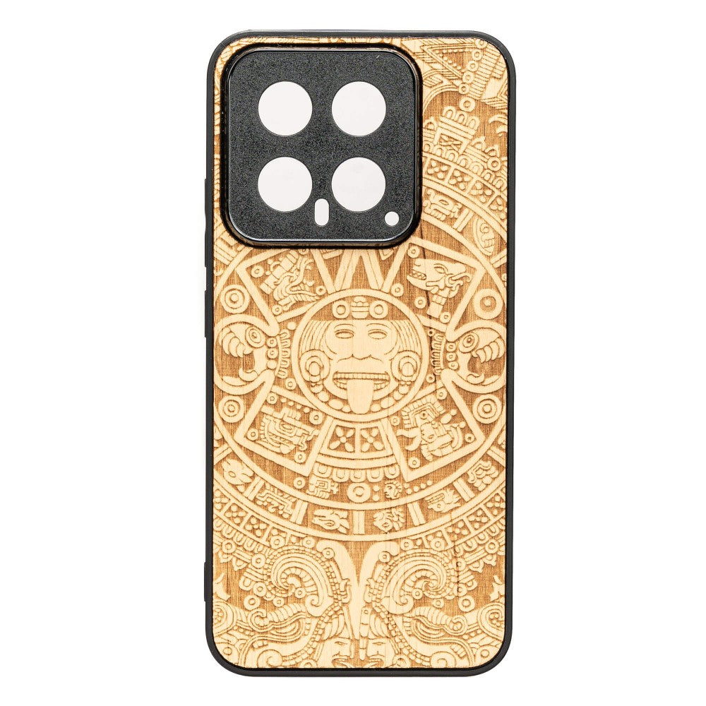 Holzhülle für Xiaomi 14 Pro, Bewood Aniegre Aztekischer Kalender