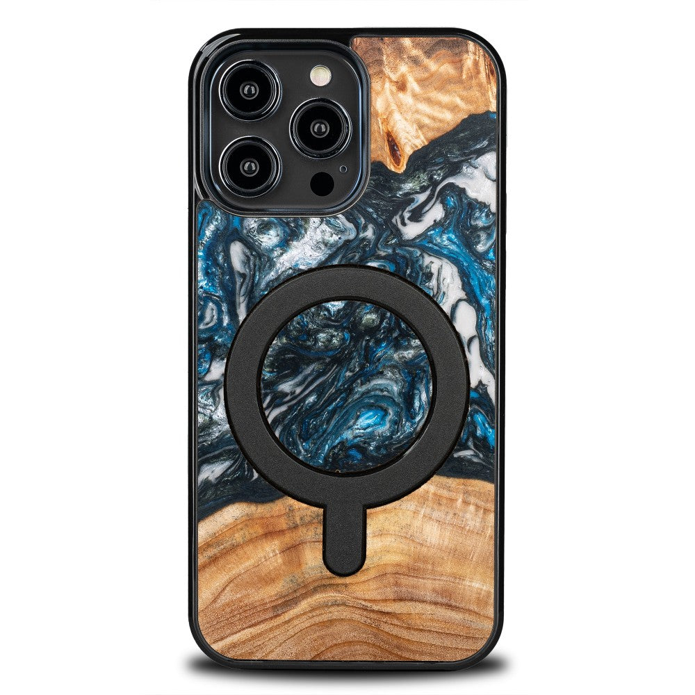 Holzhülle für iPhone 14 Pro Max, Bewood Unique Planets Erde für MagSafe