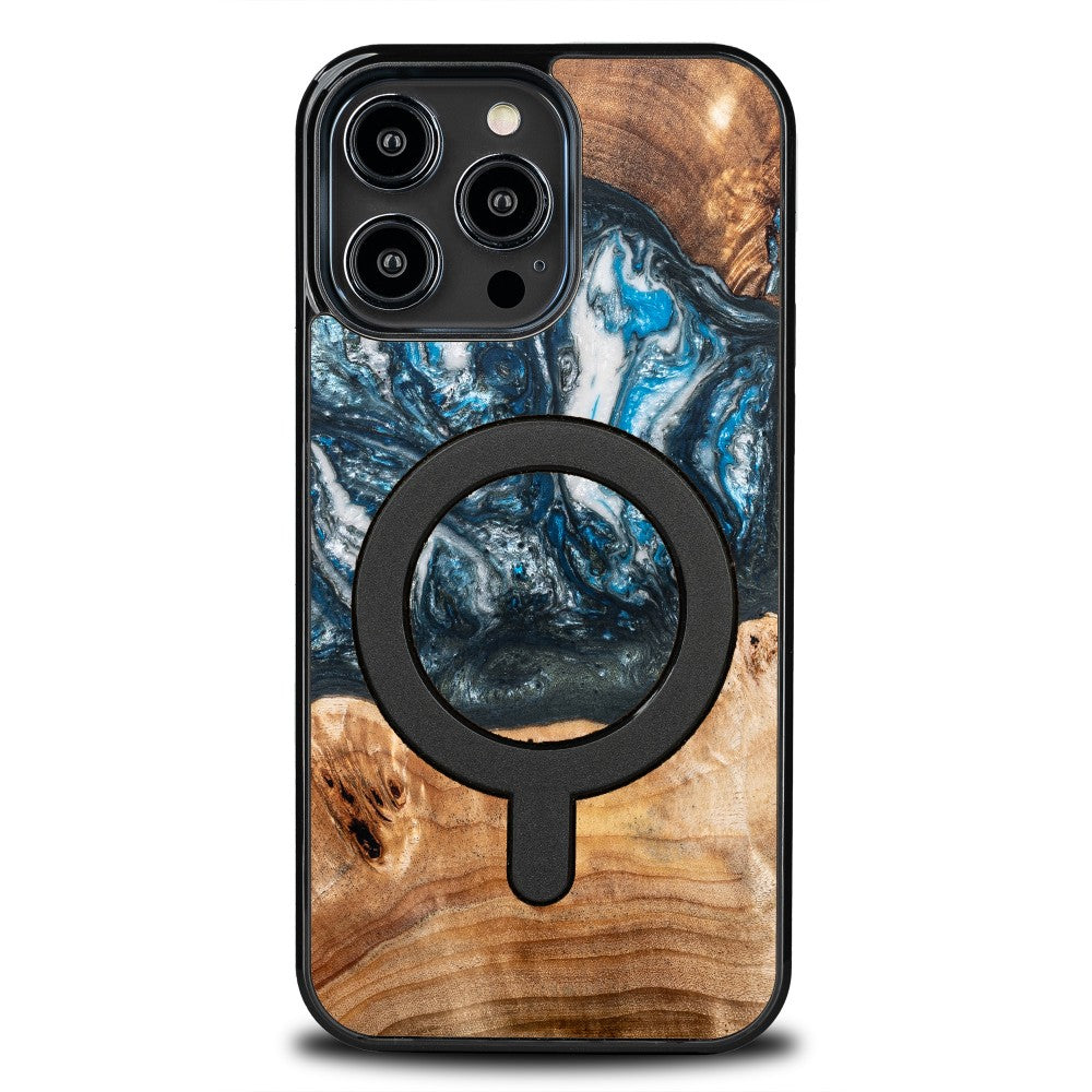 Holzhülle für iPhone 14 Pro Max, Bewood Unique Planets Erde für MagSafe