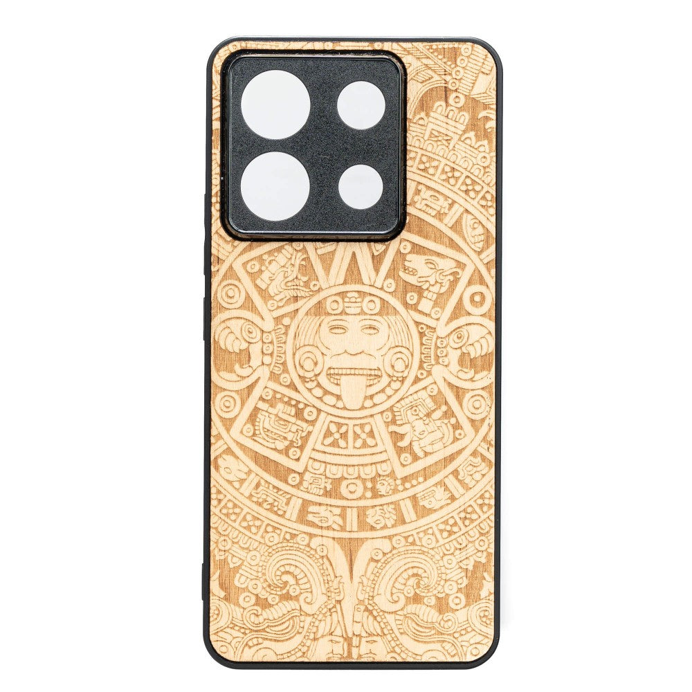 Holzhülle für Xiaomi Redmi Note 13 Pro 5G, Bewood Aniegre Aztekischer Kalender