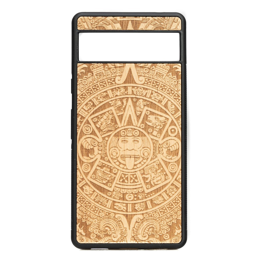 Holzhülle für Google Pixel 7A, Bewood Aniegre Aztekischer Kalender