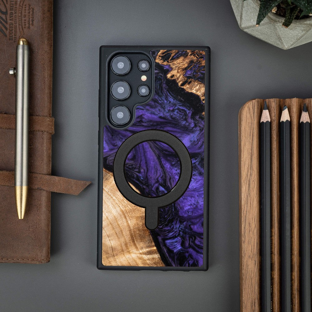 Holzhülle für Galaxy S24 Ultra, Bewood Unique Violet für MagSafe