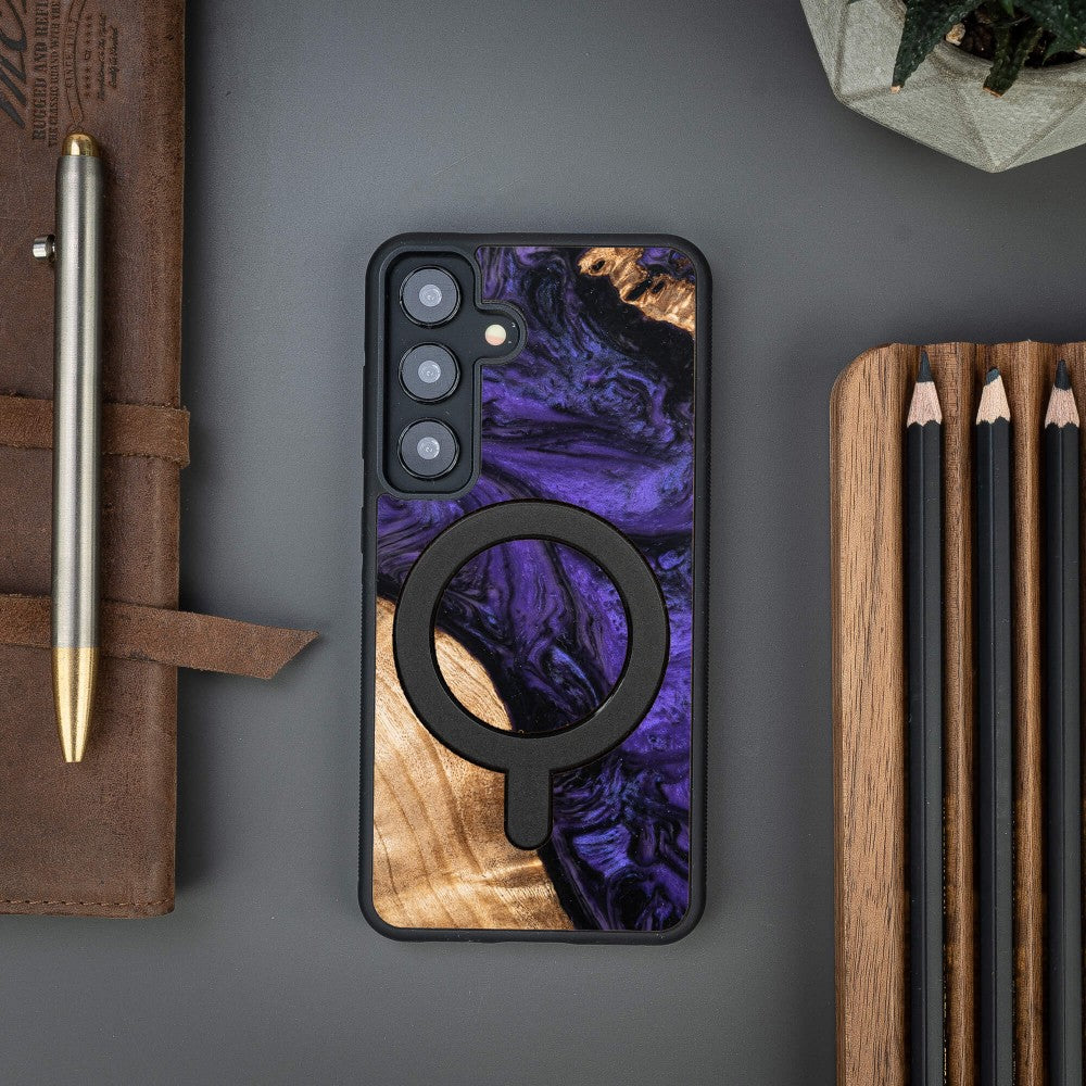 Holzhülle für Galaxy S24, Bewood Unique Violet für MagSafe