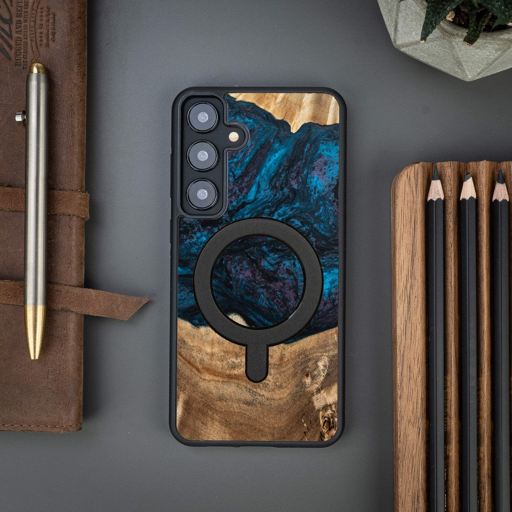Holzhülle für Galaxy S24 Plus, Bewood Unique Planets Neptun für MagSafe
