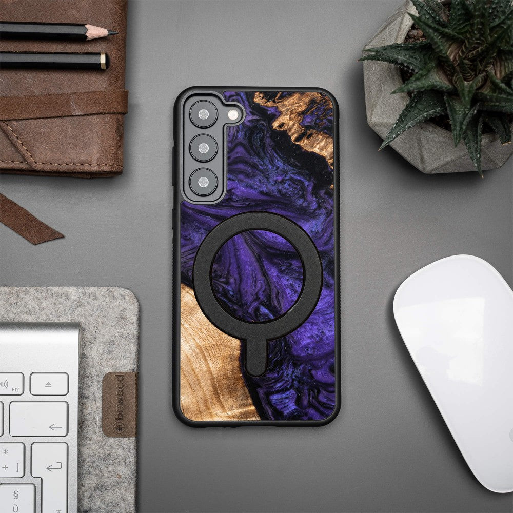 Holzhülle für Galaxy S23 Plus, Bewood Unique Violet für MagSafe