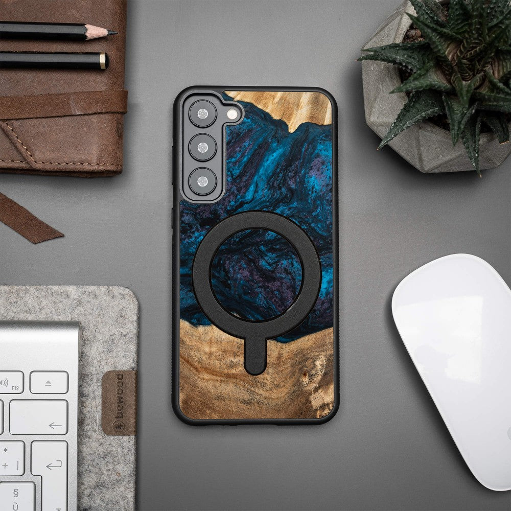 Holzhülle für Galaxy S23 Plus, Bewood Unique Planets Neptun für MagSafe