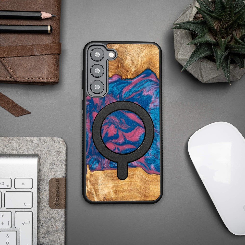 Holzhülle für Galaxy S23 Plus, Bewood Unique Neons Vegas für MagSafe