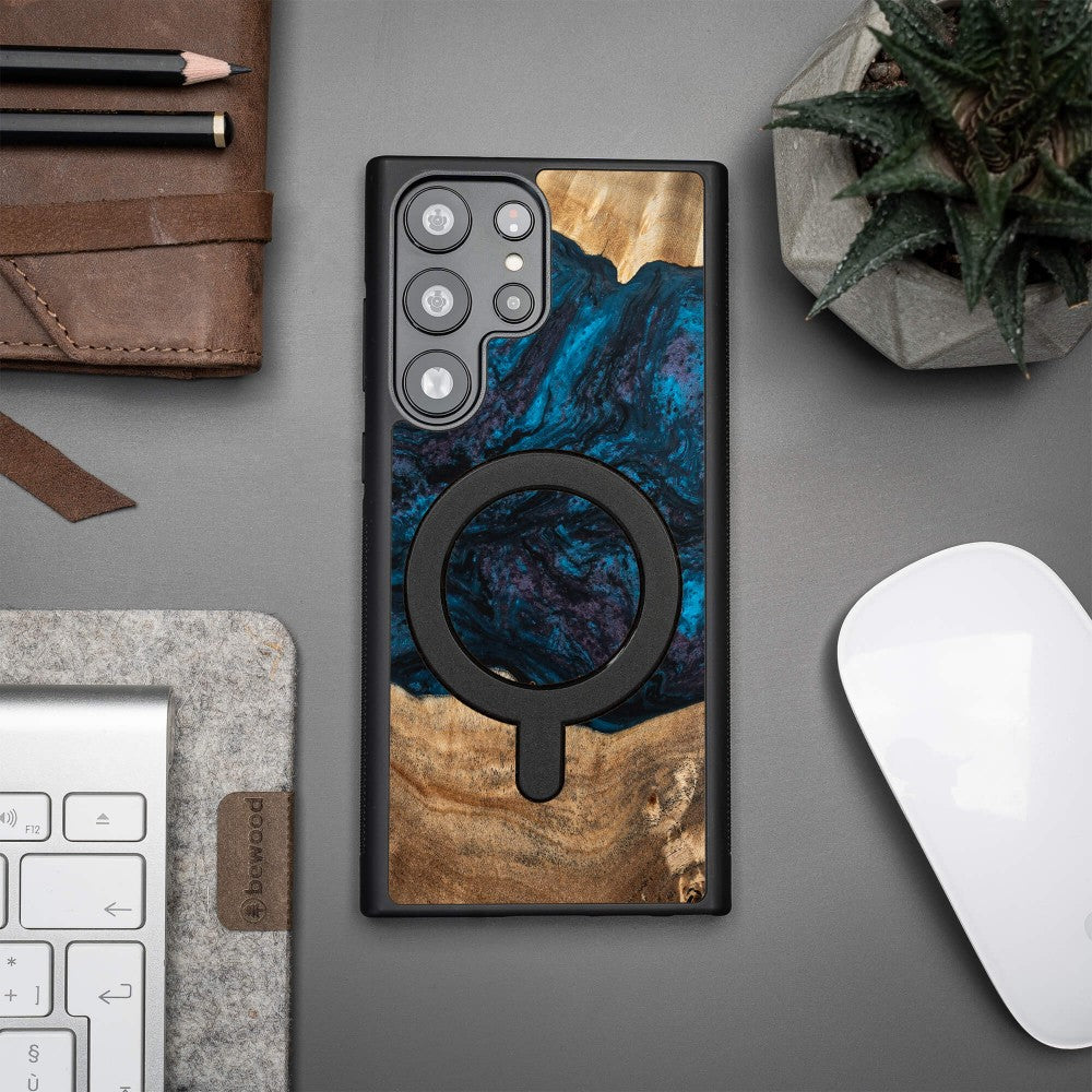 Holzhülle für Galaxy S23 Ultra, Bewood Unique Planets Neptun für MagSafe