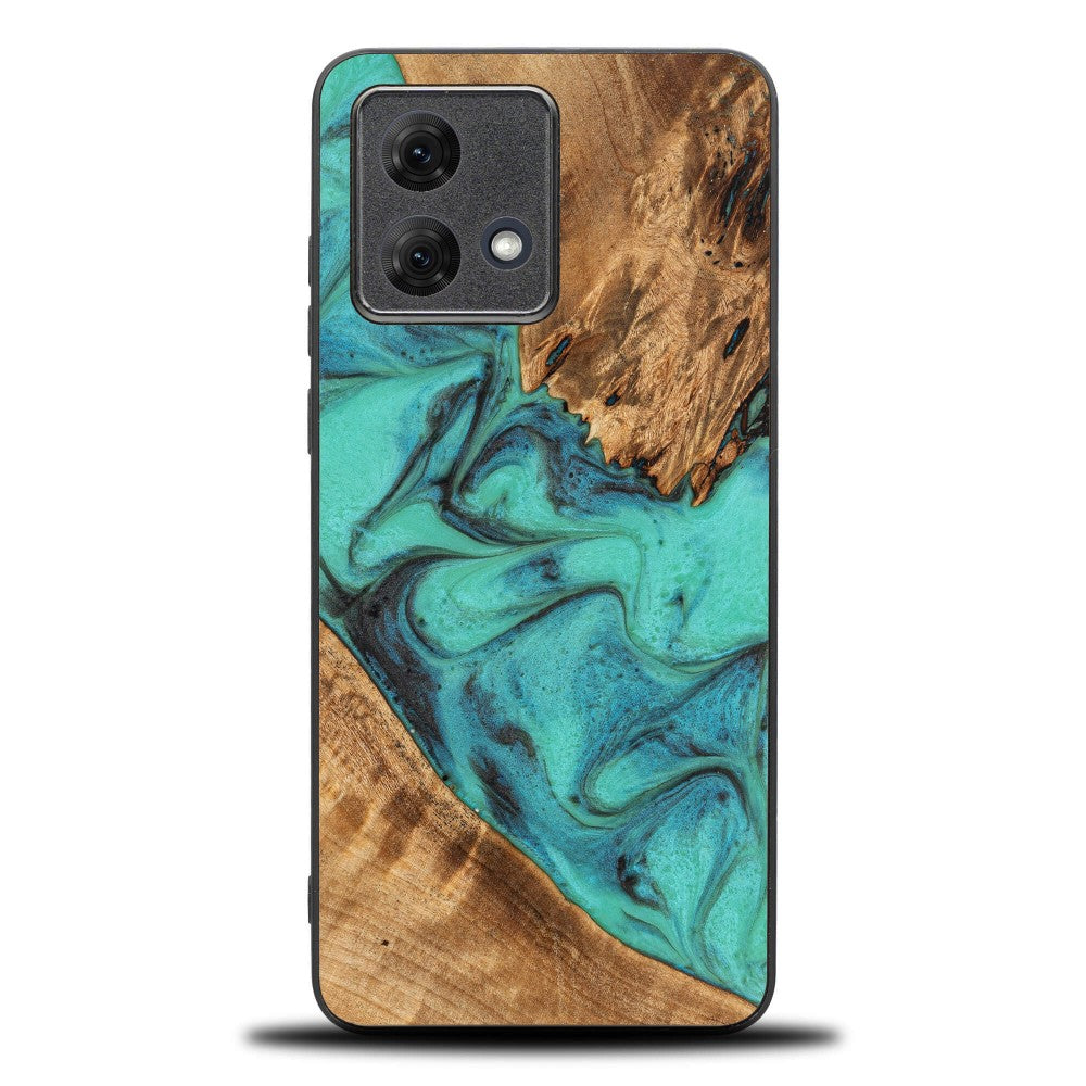 Holzhülle für Motorola Moto G84 5G, Bewood Unique Turquoise
