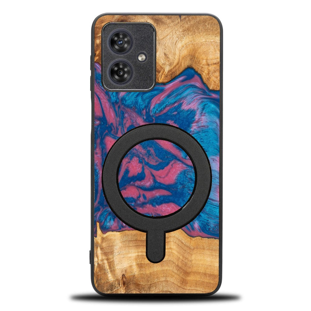 Holzhülle für Motorola Moto G54 5G, Bewood Unique Neons Vegas für MagSafe