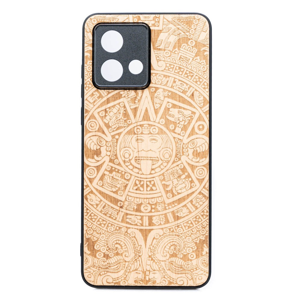 Holzhülle für Motorola Moto G84 5G, Bewood Aniegre Aztekischer Kalender