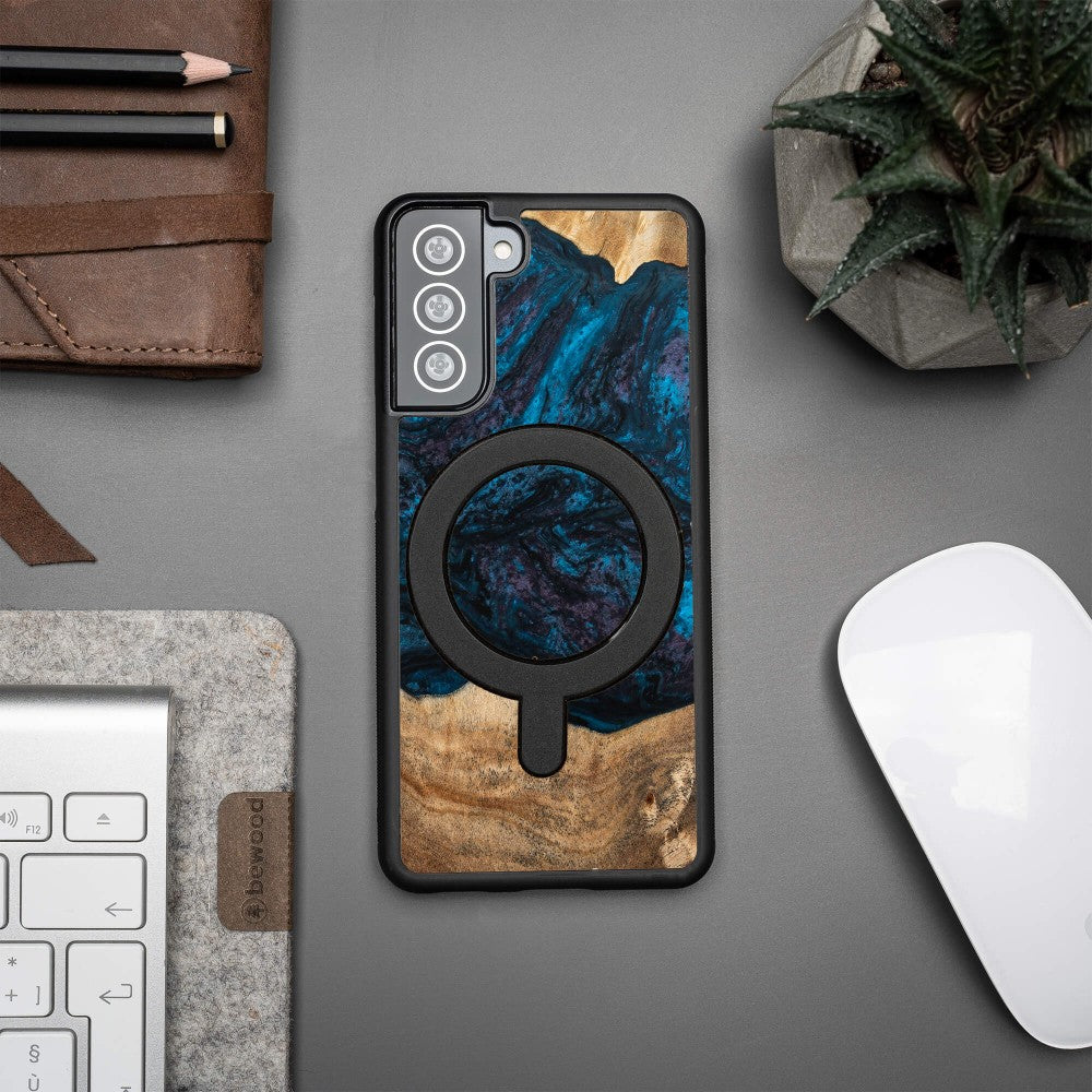 Holzhülle für Galaxy S21 FE, Bewood Unique Planets Neptun für MagSafe