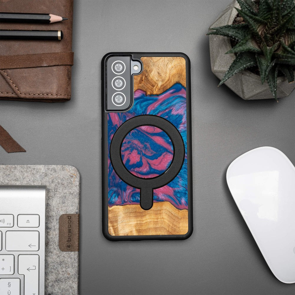 Holzhülle für Galaxy S21 FE, Bewood Unique Neons Vegas für MagSafe