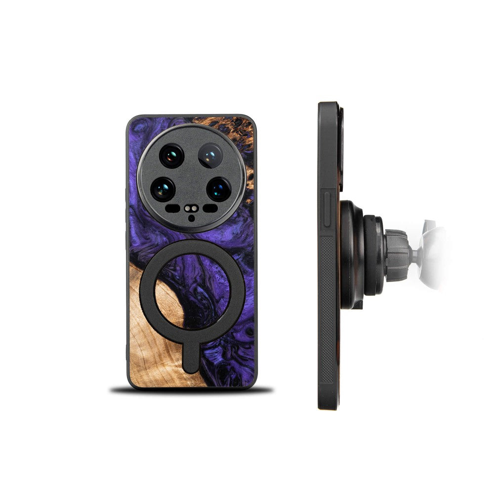 Holzhülle für Xiaomi 14 Ultra, Bewood Unique Violet für MagSafe
