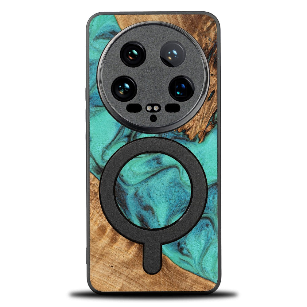 Holzhülle für Xiaomi 14 Ultra, Bewood Unique Turquoise für MagSafe