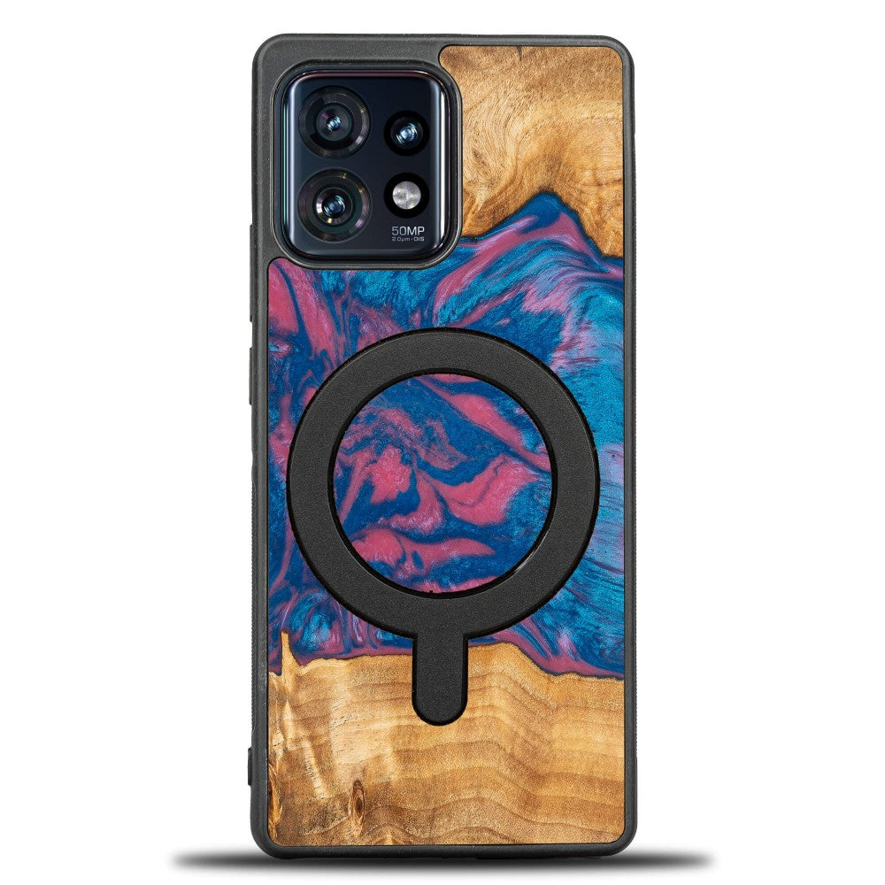 Holzhülle für Motorola Edge 40 Pro, Bewood Unique Neons Vegas für MagSafe