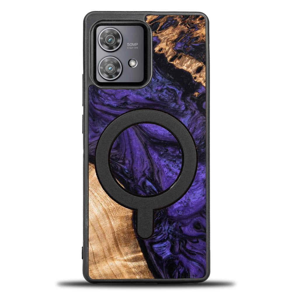 Holzhülle für Motorola Edge 40 Neo, Bewood Unique Violet für MagSafe