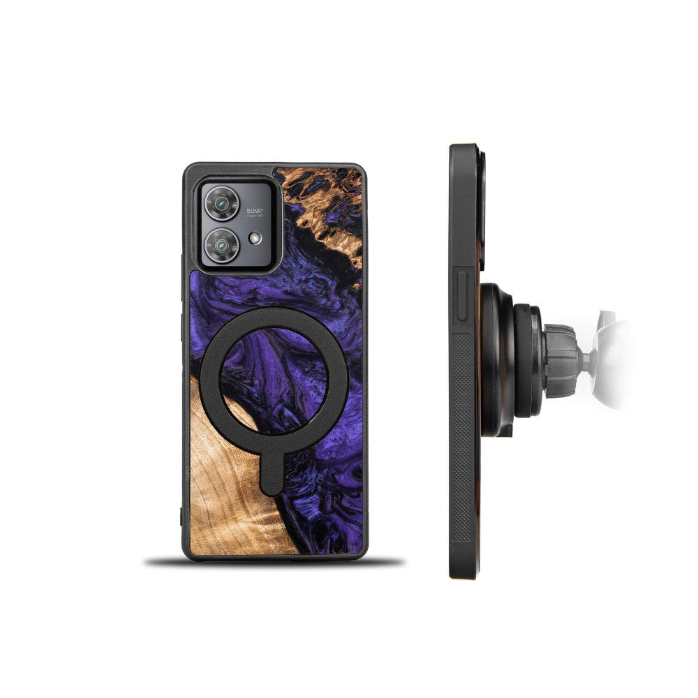 Holzhülle für Motorola Edge 40 Neo, Bewood Unique Violet für MagSafe