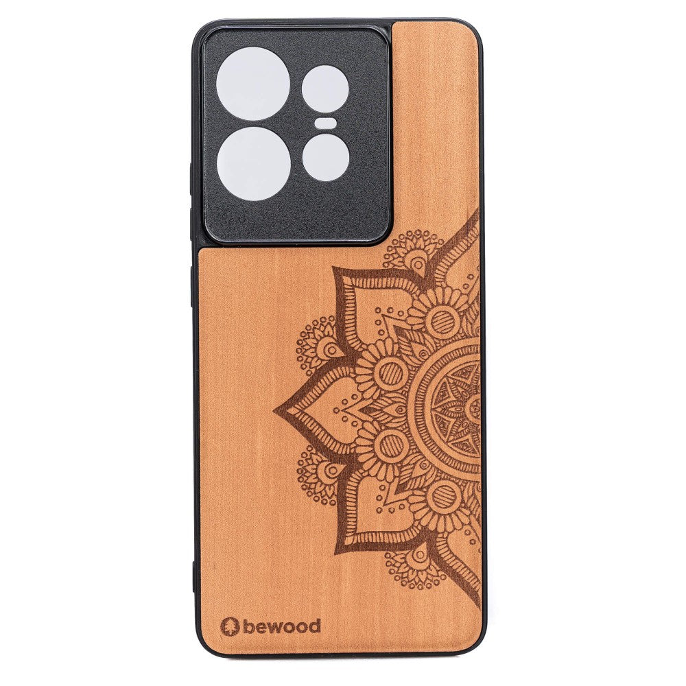 Holzhülle für Motorola Edge 50 Pro, Bewood Apfelbaum Mandala