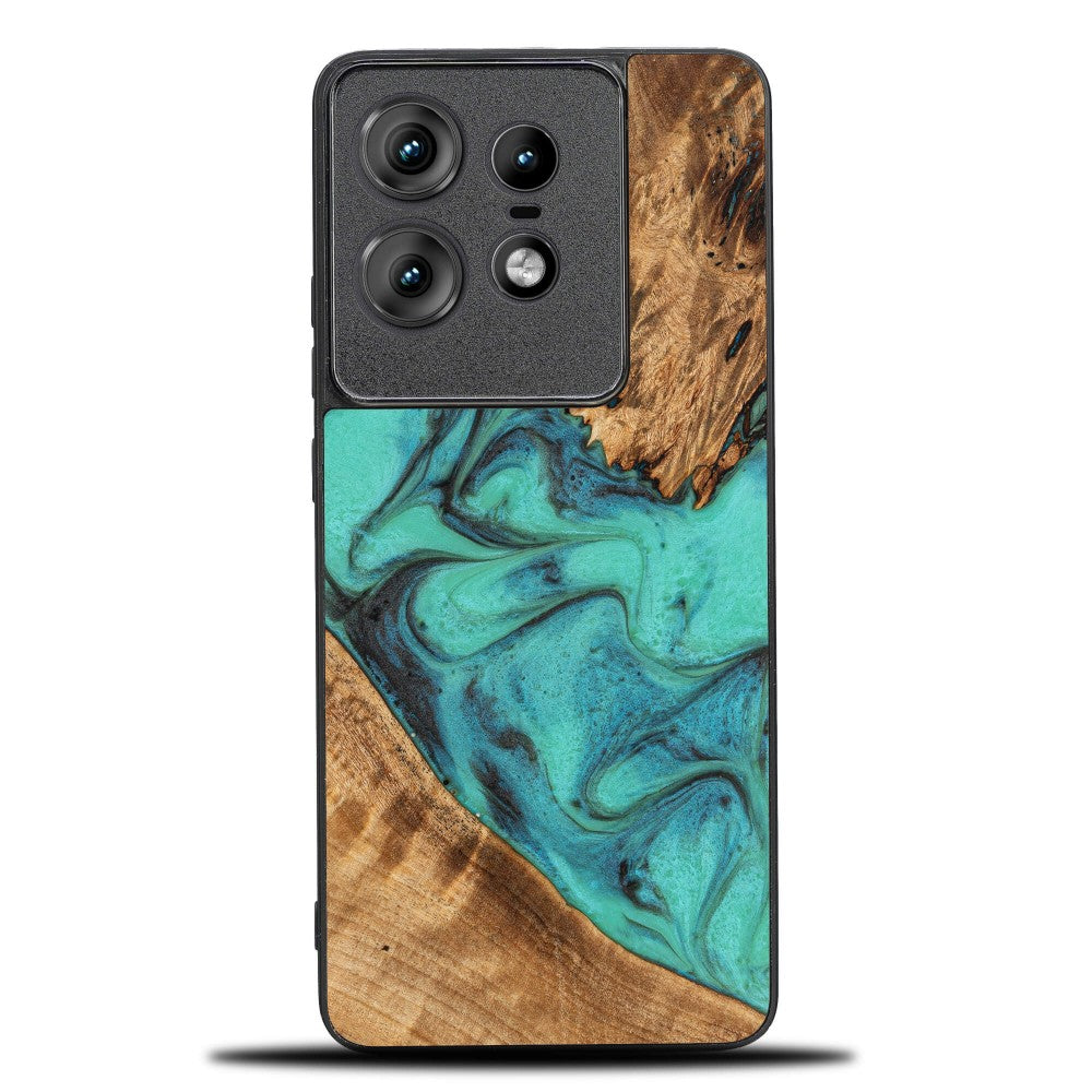 Holzhülle für Motorola Edge 50 Pro, Bewood Unique Turquoise