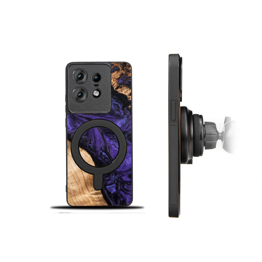 Holzhülle für Motorola Edge 50 Pro, Bewood Unique Violet für MagSafe