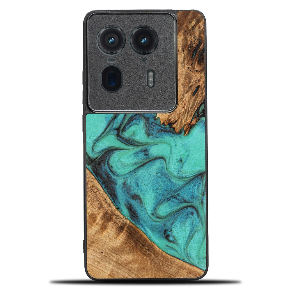 Holzhülle für Motorola Edge 50 Ultra, Bewood Unique Turquoise