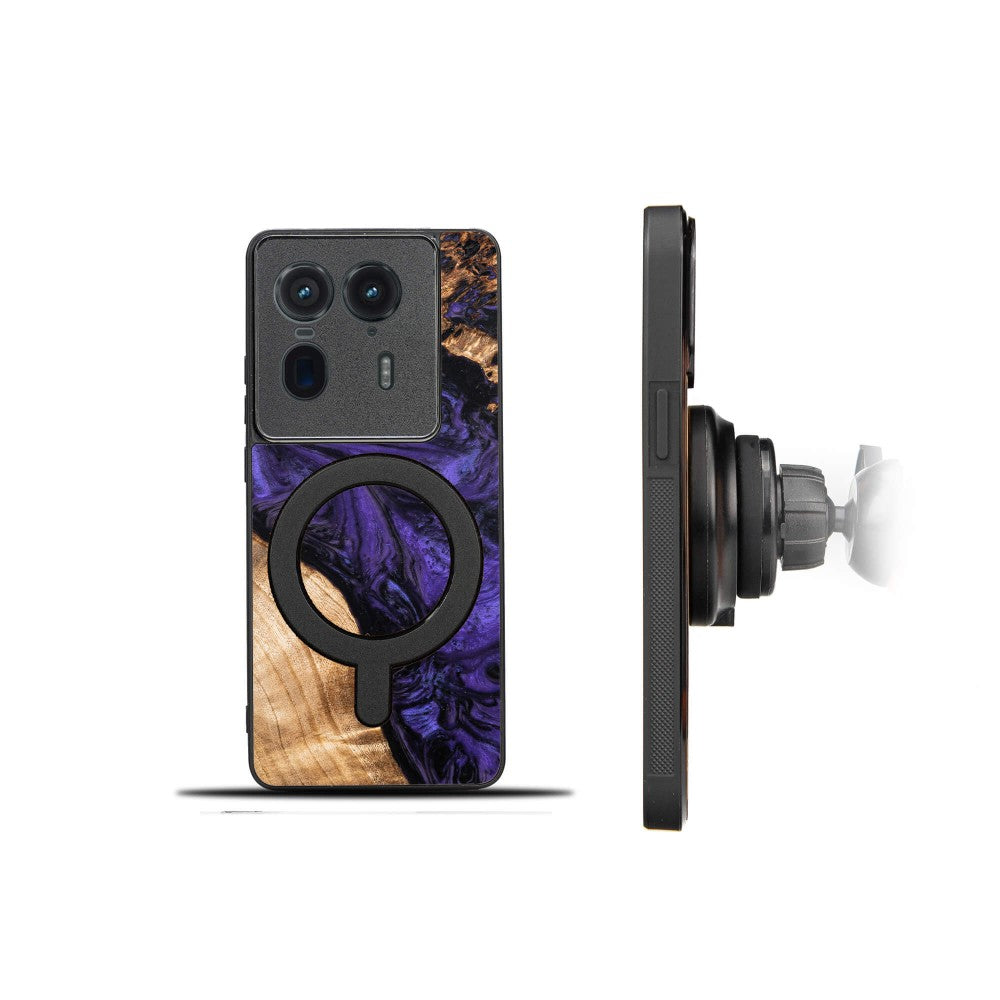 Holzhülle für Motorola Edge 50 Ultra, Bewood Unique Violet für MagSafe