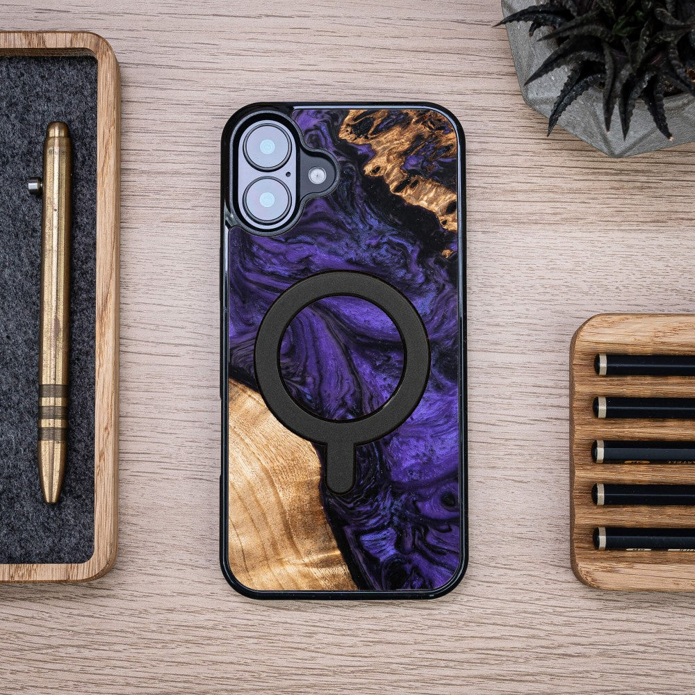 Holzhülle für iPhone 16 Plus, Bewood Unique Violet für MagSafe